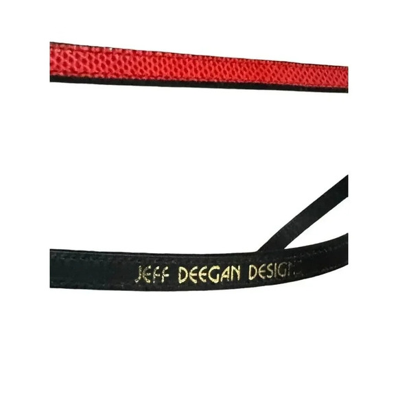 VINTAGE JEFF DEEGAN silver heart buckle red lizard womens belt One size fits all - Picture 7 of 8